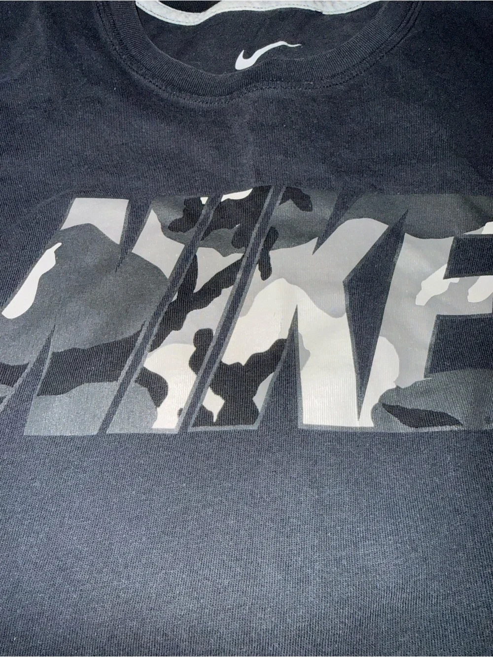 Nike Black Short Sleeve Tee with Gray Camo Logo